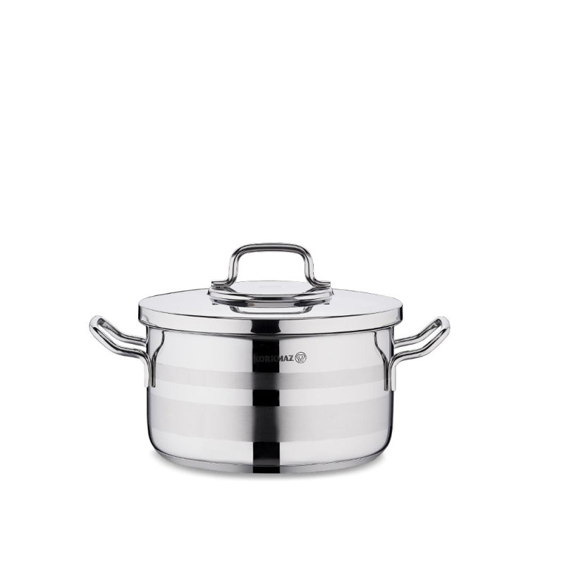 Korkmaz Astra2 Stainless Steel Pot, High-Performance Multi-Purpose Cookware with Lid-Silver, 2.75 Quart