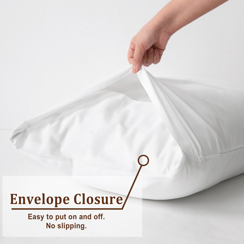 Taies d'oreiller en coton doux et respirant avec fermeture à enveloppe, housses de coussins de chambre à coucher confortables toutes saisons, paquet de 2