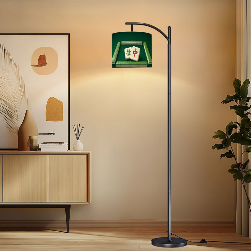 Lampe sur pied à arc avec abat-jour réglable Mahjong Game Tiles Green Mahjong Lovers