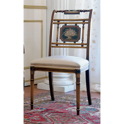Chaise d'appoint à dossier échelle en bois massif brun
