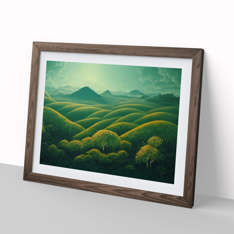 A Striking Summer Forest - Single Picture Frame Print, 25cm H x 34cm W x 2cm D, Walnut
