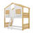 Twin-On-Twin House-Style Bunk Bed Fully Equipped With Roof, Window, Door, Safety Guardrails, And Ladder-352034355