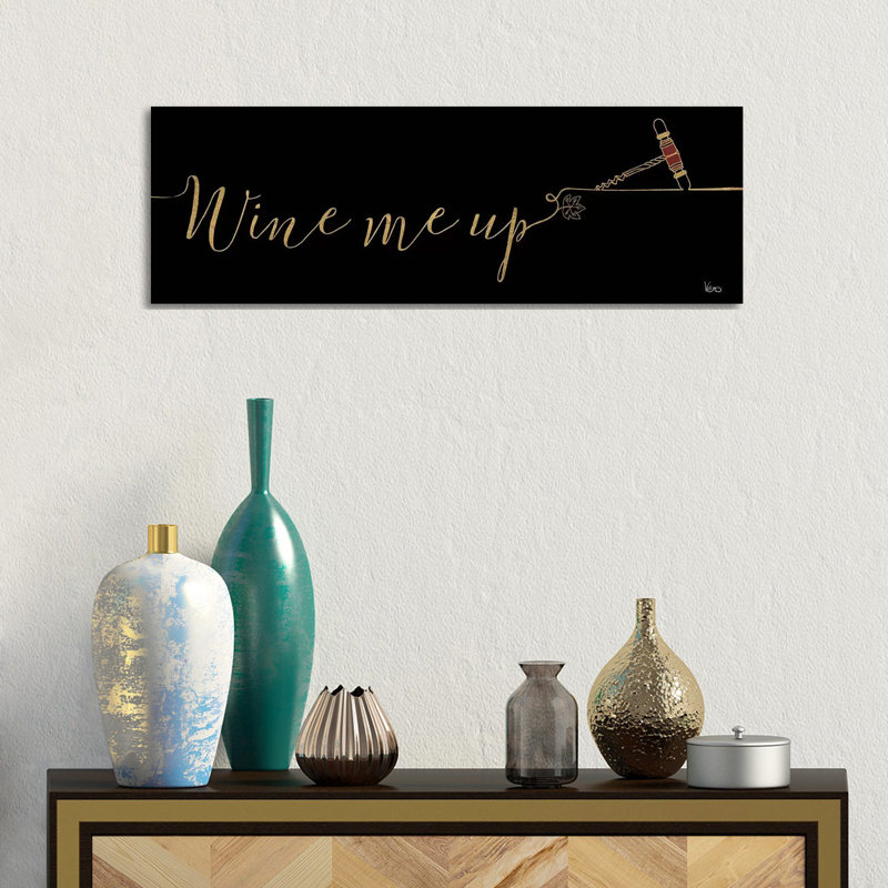Underlined Wine on Black III 1 Piece Wrapped Canvas Panoramic Wall Art, 30.48 cm H x 91.44 cm W x 1.91 cm D
