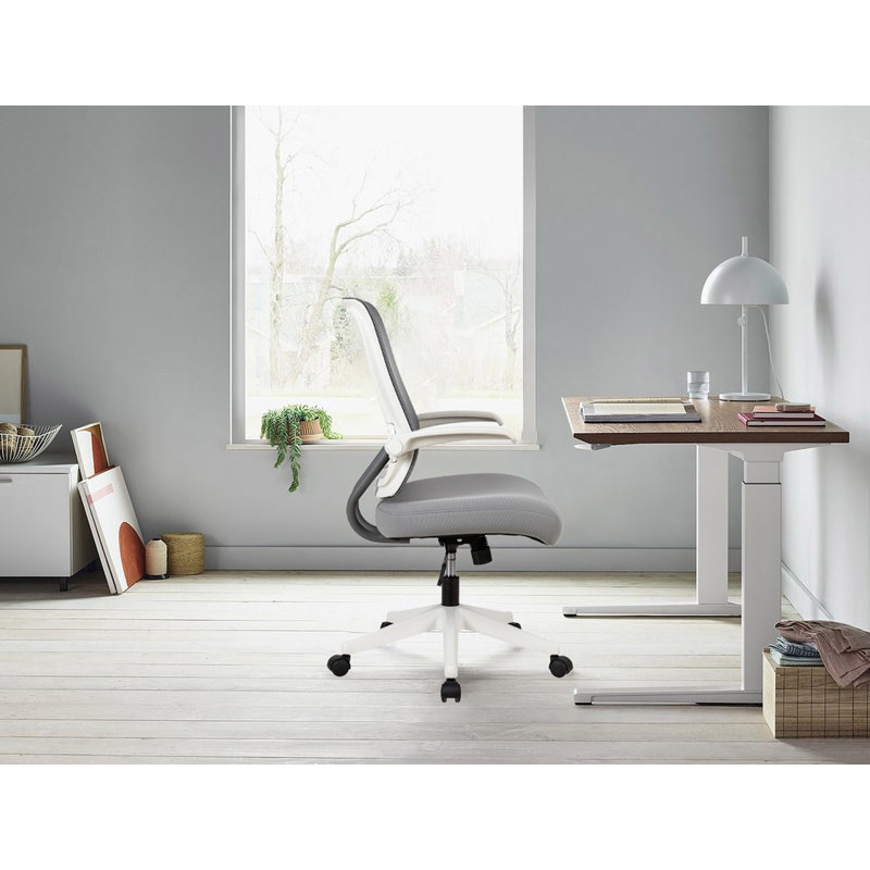 Chaise de bureau mi-tâche avec accoudoirs relevables, Gris