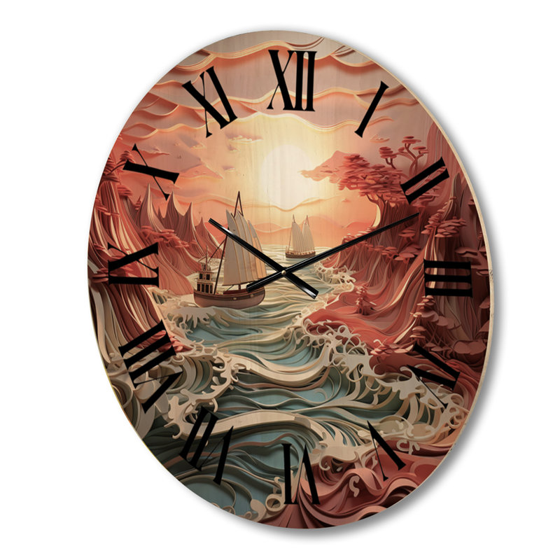 Horloge murale en bois massif Naropa, Petit