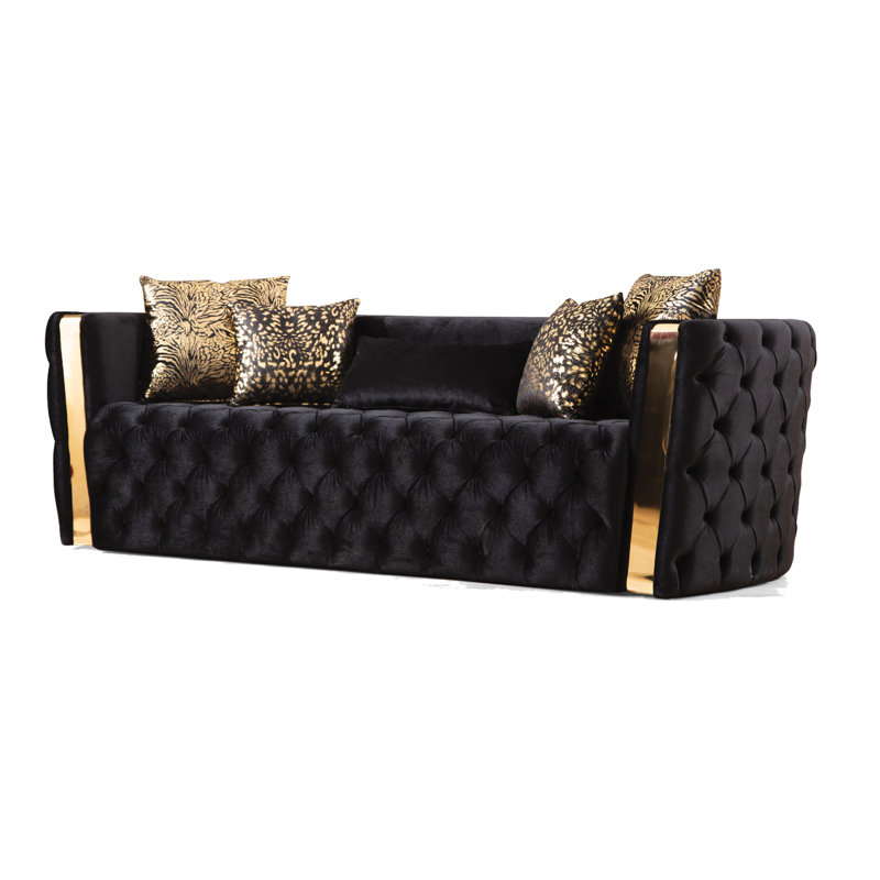 Canapé Doruk, Noir, H 30 po x l 92,5 po x P 32 po