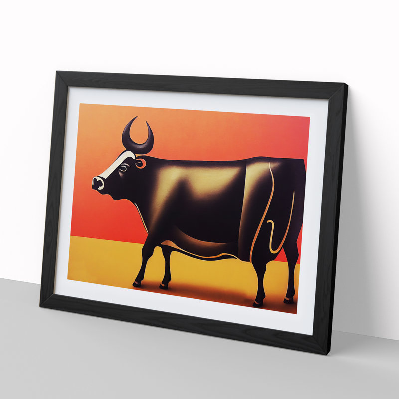 Dashing Cow - Framed Print, Black, 46cm H x 64cm W x 2cm D