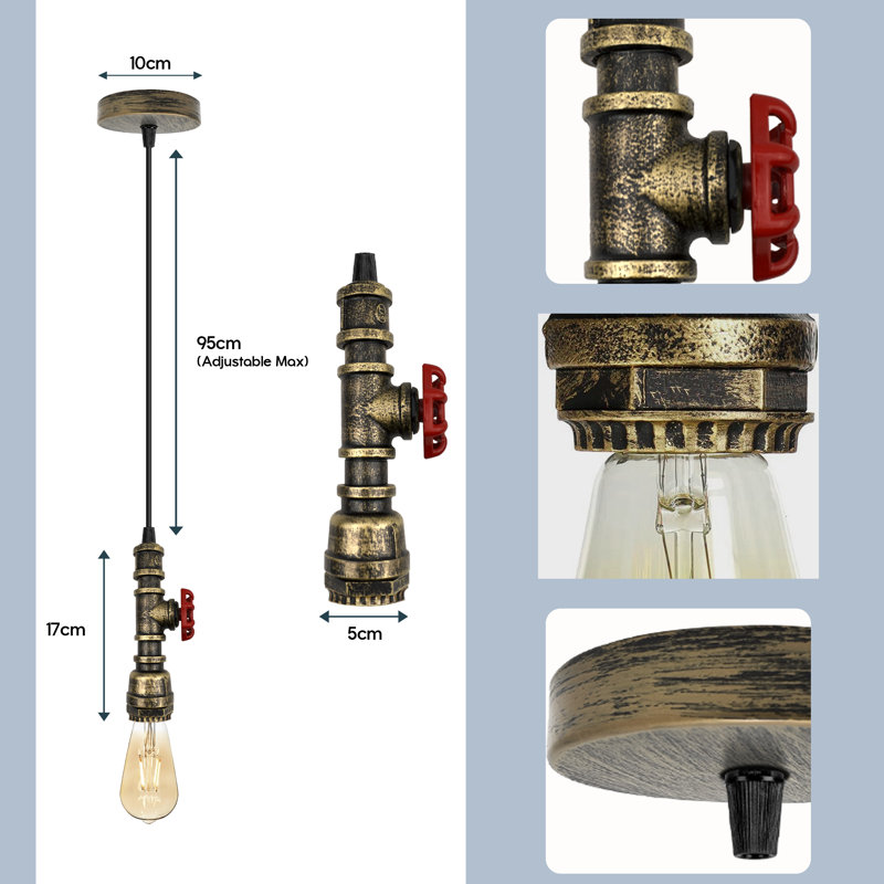 Buckeys 1 - Light Single Bulb Pendant, Brushed Brass