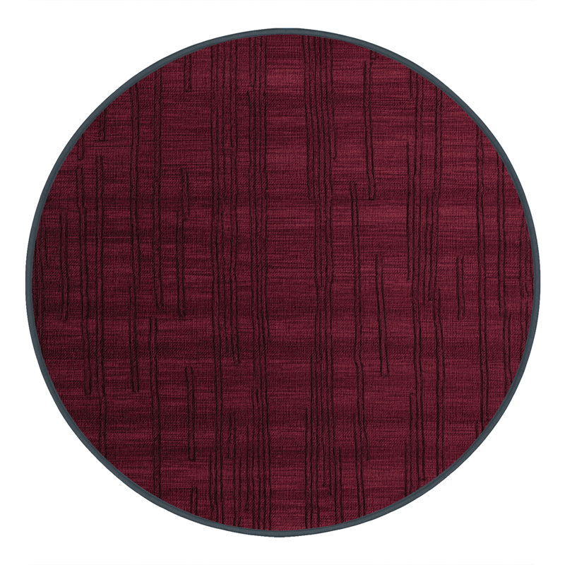 Tapis rouge abstrait lavable à la machine, Rond 8 pi