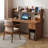 Walnut Rectangular Solid Wood Executive desk with drawers desk-167706642