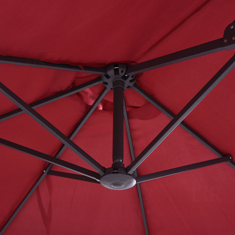 Parasol de patio double 15 pi 15 pi, résistance, facile à utiliser - rouge vin pour cour, terrasse, parasol de piscine très grand, double, cour à auvent