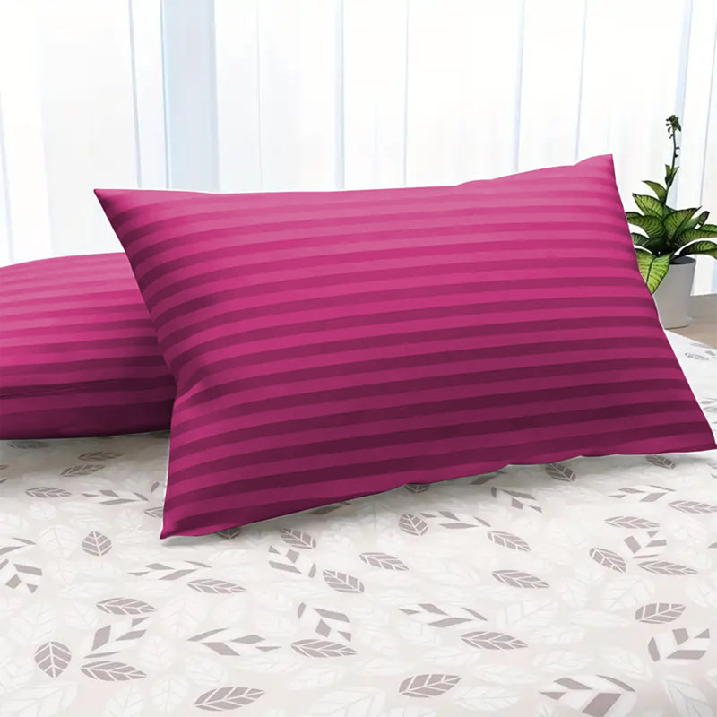 Aspire Homeware Ultra Soft & Breathable Microfiber Striped Pillowcase (Pack Of 2), Pink