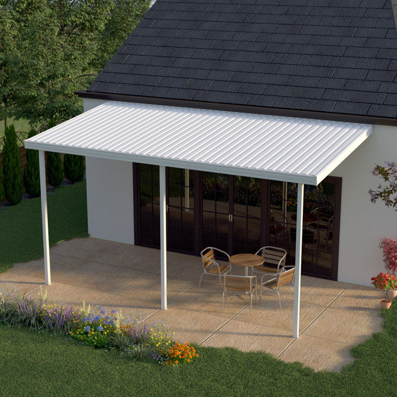 Auvent de patio en pente blanc, l 192 po x P 96 po