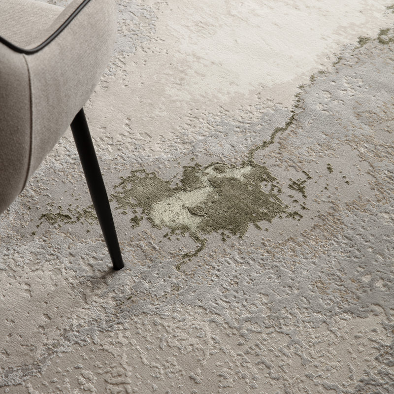 Caydren Abstract Beige/Green Area Rug, Rectangle 120 x 170cm