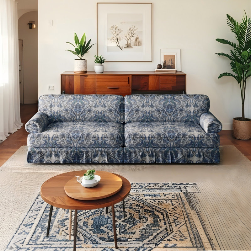 Canapé 93,7 po 4 places en chenille, H 33 po x l 93 po x P 38 po, Bleu