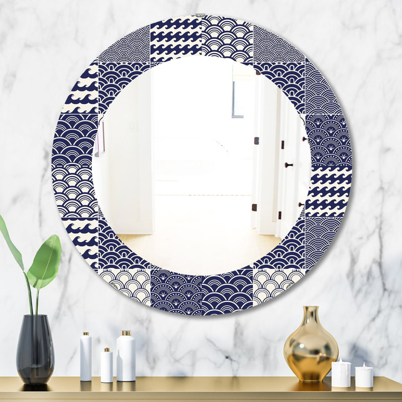Miroir mural japonais, H 23,6 po x l 23,6 po x P 0,24 po