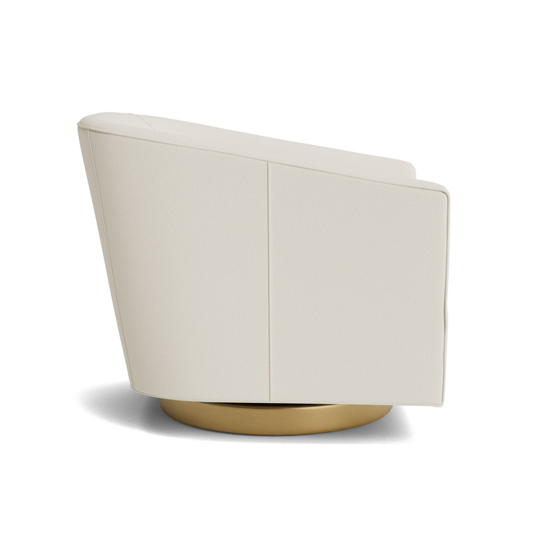 Cooper Full Swivel Leather Chair, Greenwich Performance Leather - Cream, Brushed Brass