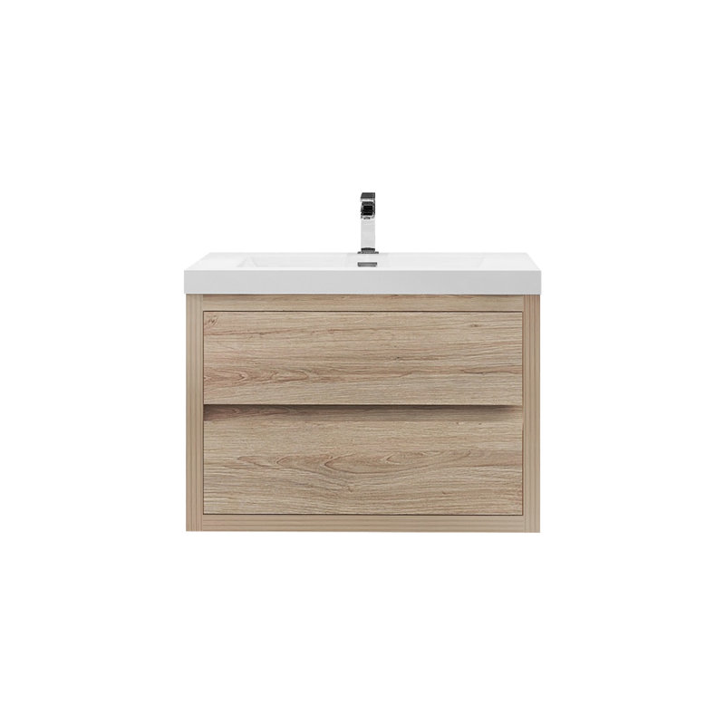 Meuble-lavabo simple 29,5 po avec plateau en acrylique Hoehne, Chêne blanc