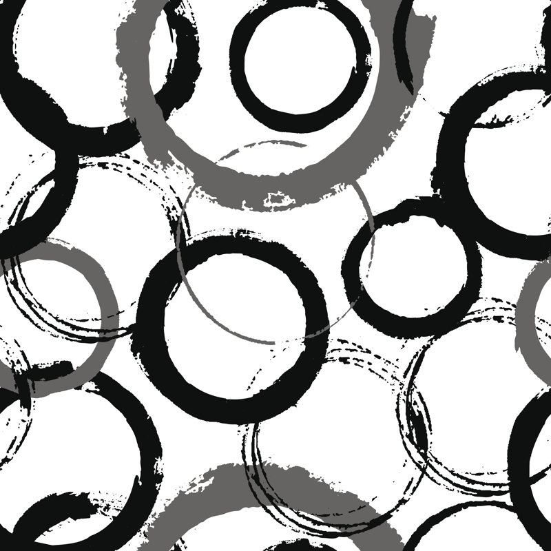 Gutierez, motif de cercles noirs sur toile par Bananylia, peinture, H 12 po x l 12 po