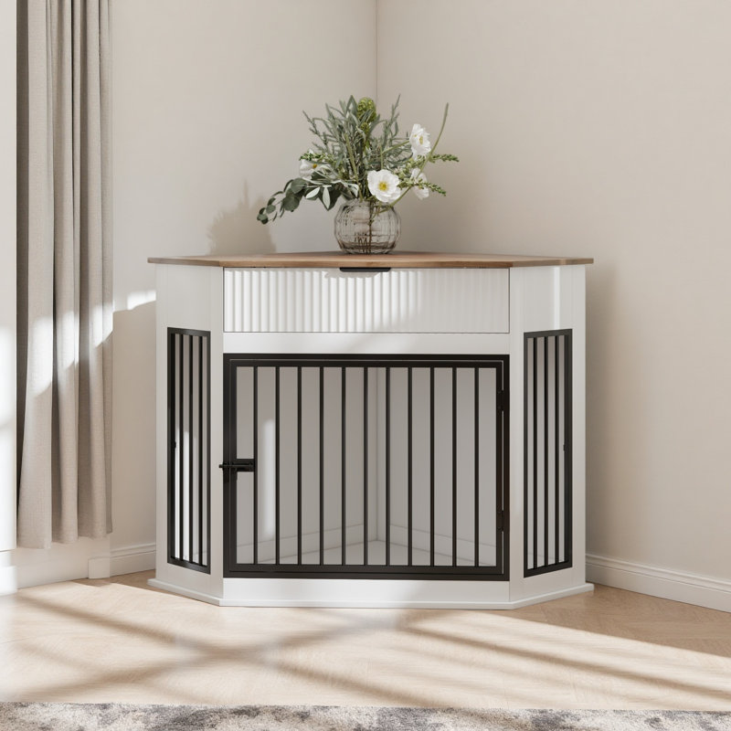 Meuble de rangement pour chien de 44,6 po en MDF pour petits / moyens chiens, Blanc