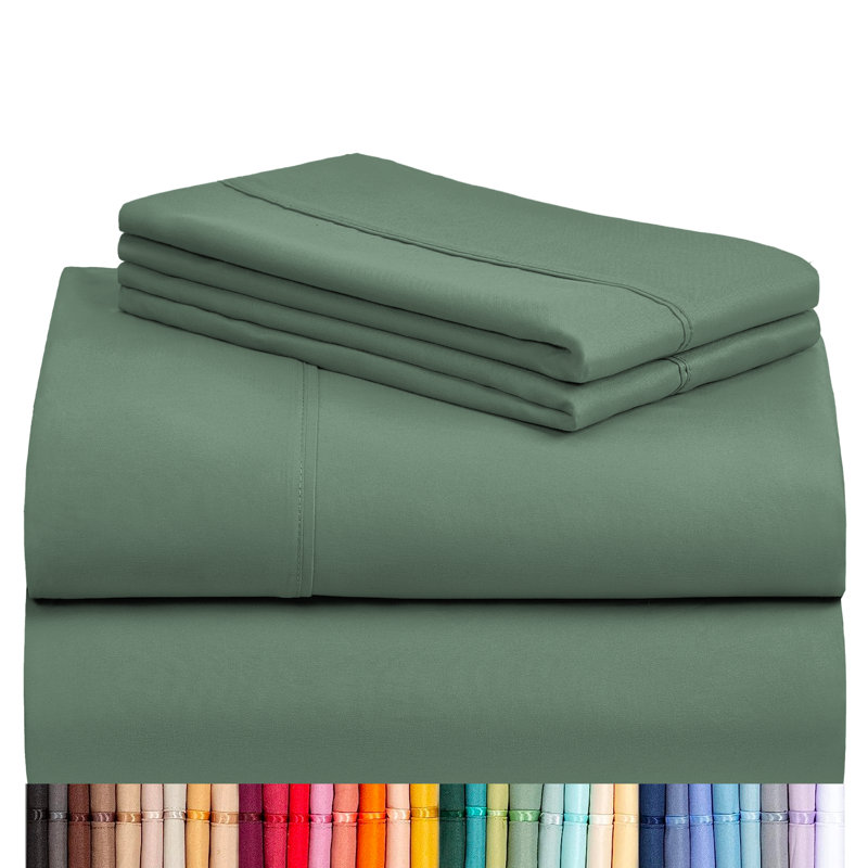 Luxclub 4 PC Tree Moss California King Silky Soft Cooling Deep Pocket Performance Sheet Set, Tree Moss