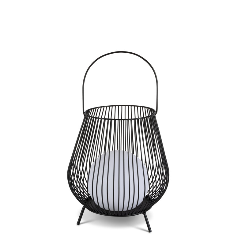 9.65 In H Metal Wire Lantern With Solar Ball And Handle