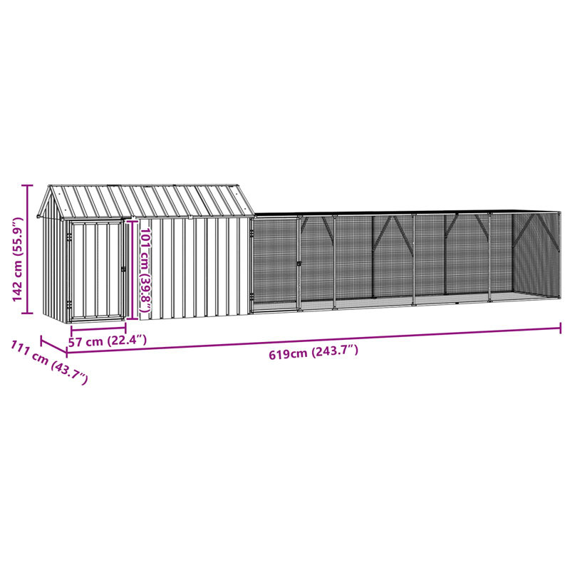 142cm Galvanised Steel Floor Bird Cage