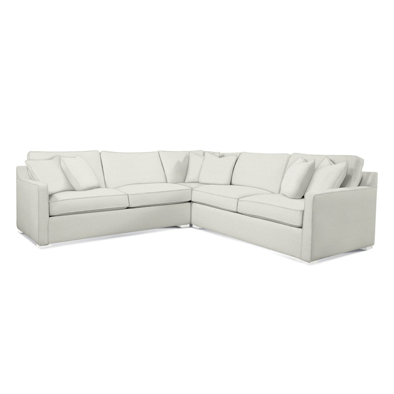 Canapé modulaire rembourré 3 pièces Brentwood, Blanc givré, Sunbrella bleu à fines rayures; 6205-64