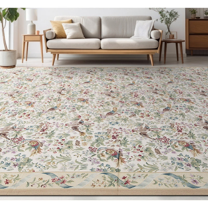 Hand-Knotted High-Quality Ivory and Beige Area Rug
