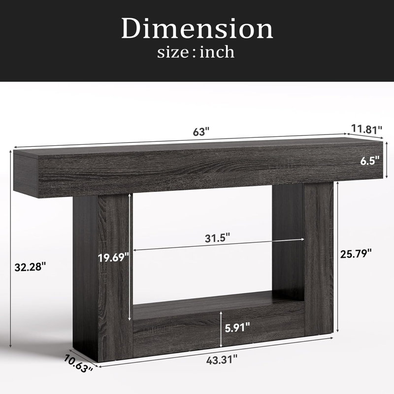 2-Tier Side Table,Entryway Table,Console Table, Dark Gray