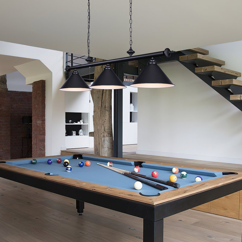 Ceti - Light Matte Black Pool Table Lights Pendant, 3, 53.35" H x 59.06" W x 13.78" D