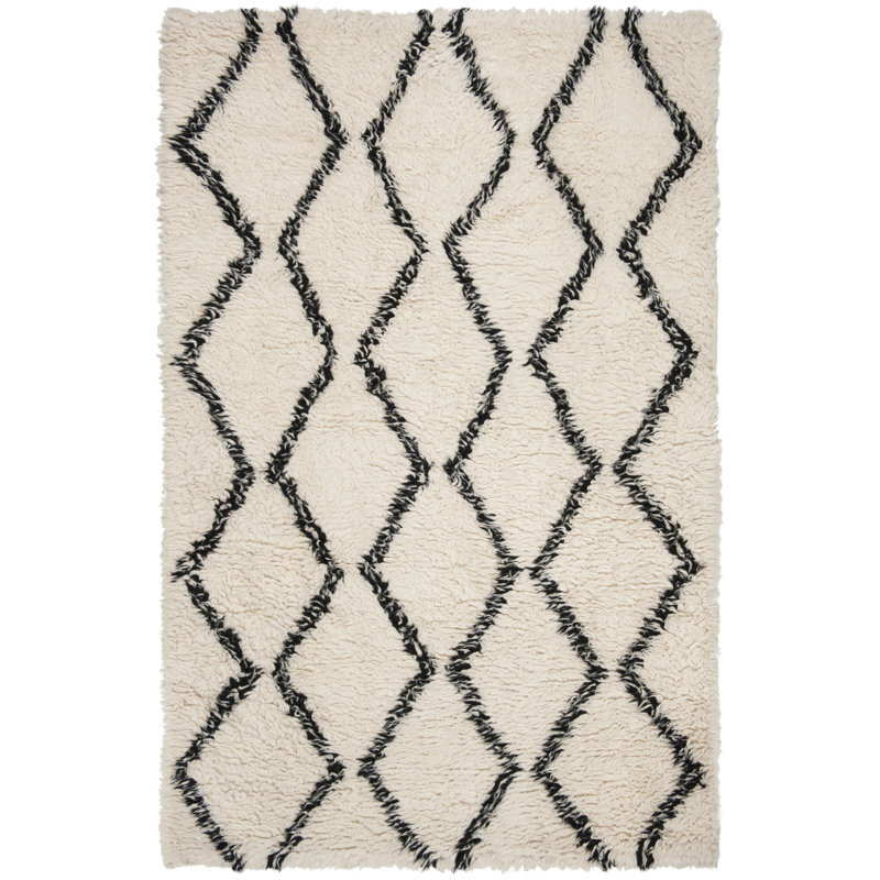Jamieson Geometric Wool Hand Woven Area Rug, Rectangle 183 x 274 cm