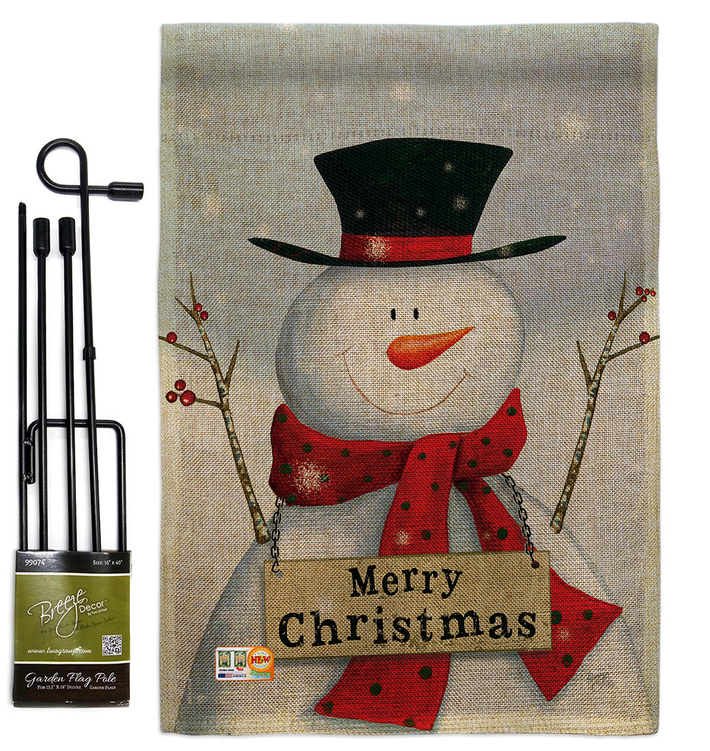 Double Sided 18.50'' H x 13'' W Polyester Christmas Flag Set Breeze Decor