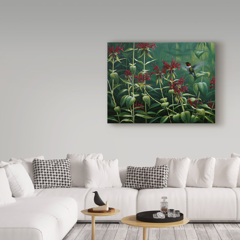 Berrien «Hummingbird And Monarda», impression sur toile tendue, H 14 po x l 19 po x P 2 po