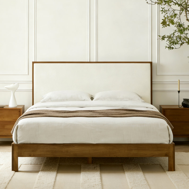 Luca Solid Wood Upholstered Boucle Bed Frame