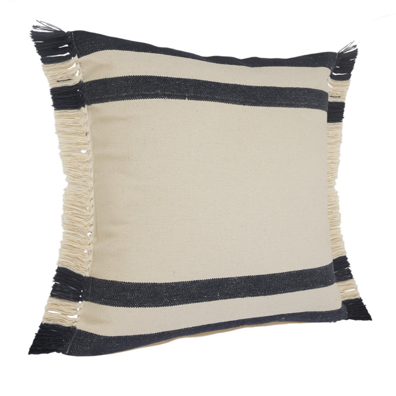 Fringed Cotton Throw Pillow
