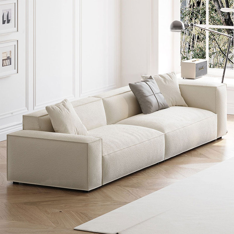 Canapé modulaire en velours blanc, H 27,56 po x l 110,24 po x P 37,4 po