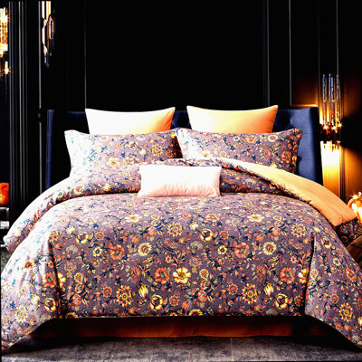 Vintage Floral Bliss 7-Piece Queen Comforter Set - Soft & Lightweight Bedding for All Seasons - Brown Floral Bed in a Bag Queen Size