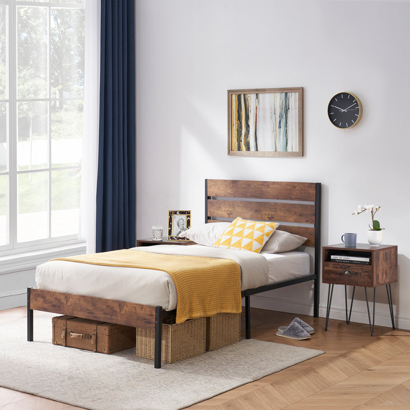 Alicia Steel Piece Bedroom Set, Brown, Twin