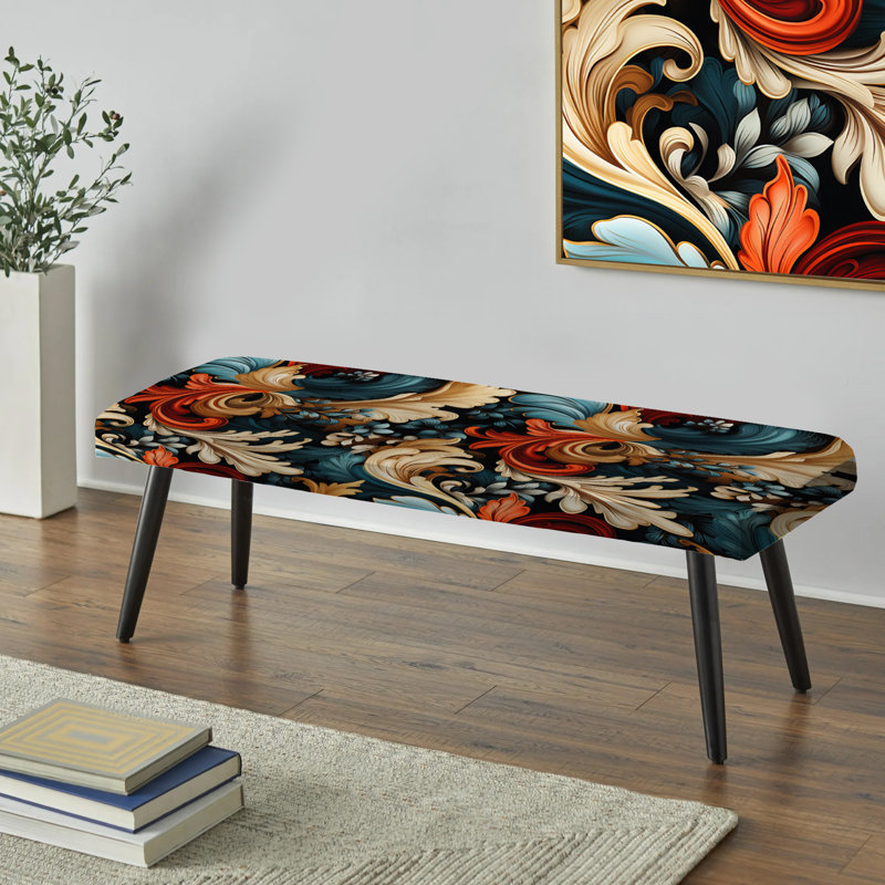 Banc en tissu noir à motif cachemire