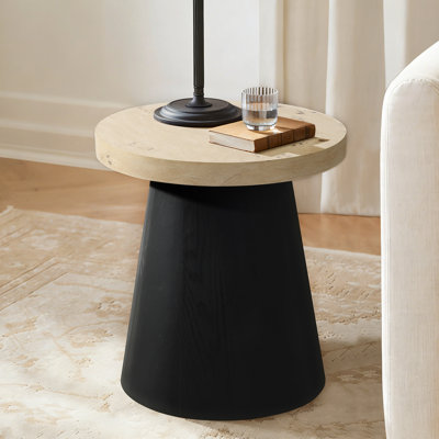 Table d'appoint 19 po H noir avec plateau en bois clair