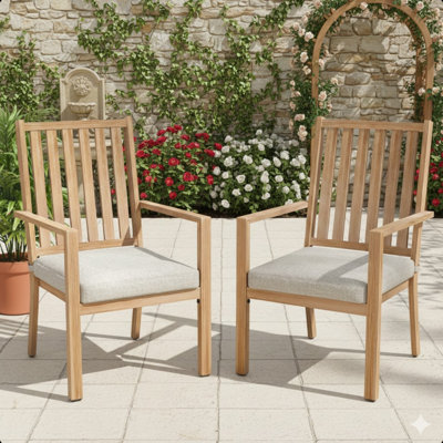 Ensemble de 2 chaises de patio en aluminium toutes saisons de 23 po avec coussins gris clair et structure kaki