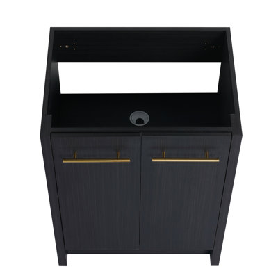 Meuble-lavabo autoportant de 24 po de style contemporain - Châtaignier noir 24 po avec design fonctionnel