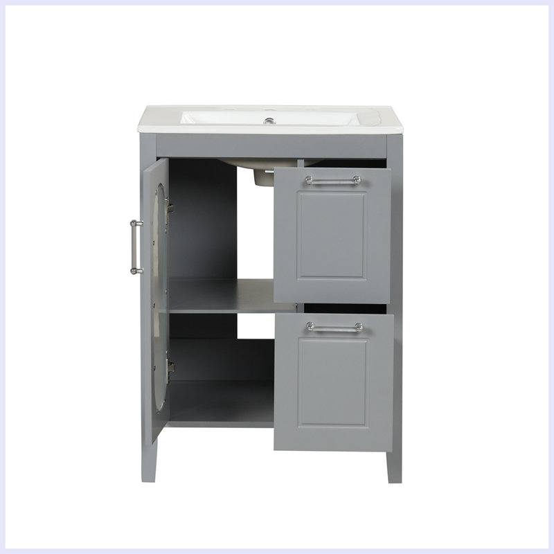 Meuble-lavabo moderne avec lavabo et tiroirs Modern, Gris