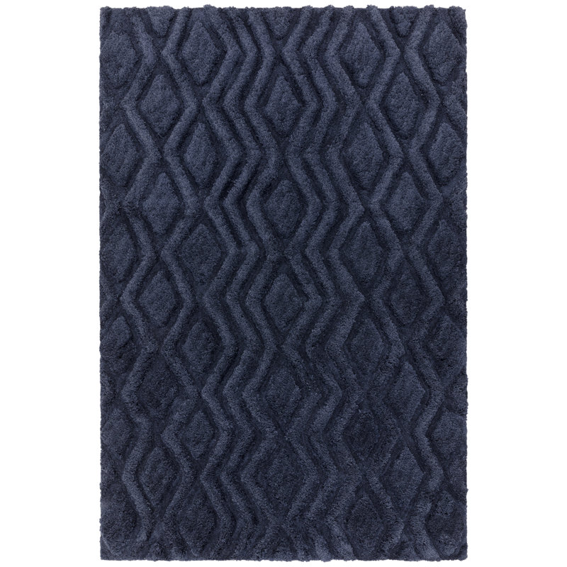 Peck Shaggy Navy Blue Rug, Rectangle 120 x 170cm