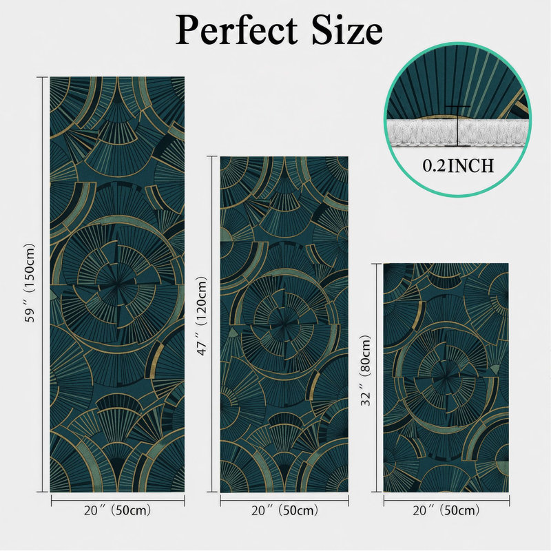 Tapis de cuisine lavables antidérapants bleu sarcelle
