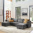  Jagger 124.5" Modern Wide-Seat Modular Storage Sectional Sofa with 2 Ottomans-895078825