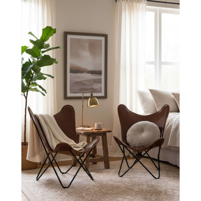 Fauteuil papillon Aadhvika 78,74 cm, Brun