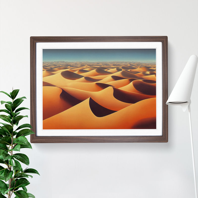 Desert Sand Dunes Vol.4 1 Piece Single Picture Frame Wall Art, 46cm H x 64cm W x 2cm D, Walnut