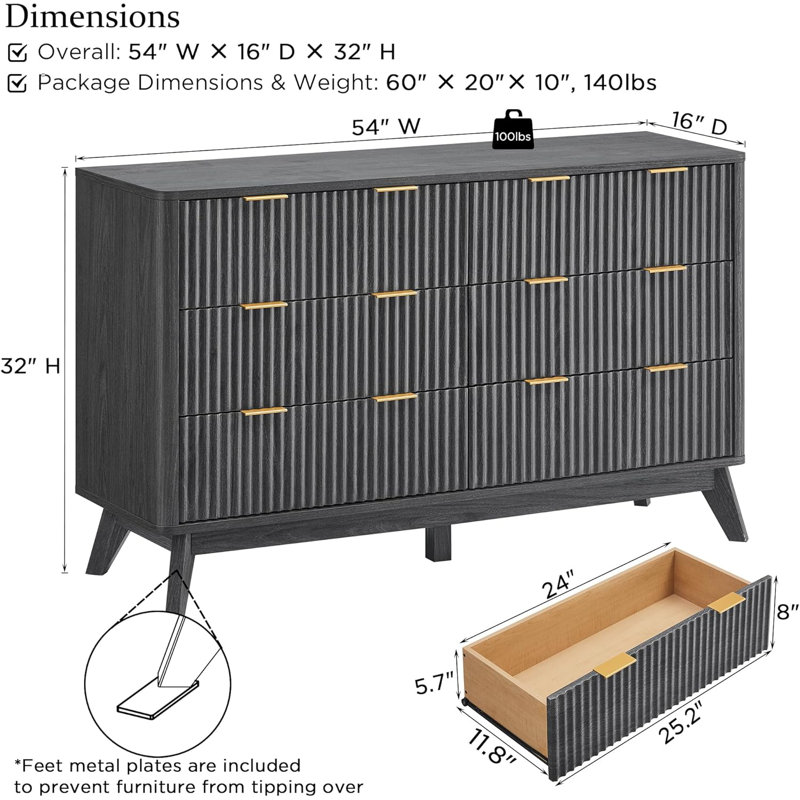 Commode 6 tiroirs Sladen, Dark Alder